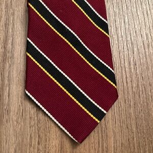 YALE Co op Men's Burgundy Stripe Silk Tie with Black and Yellow Accents
